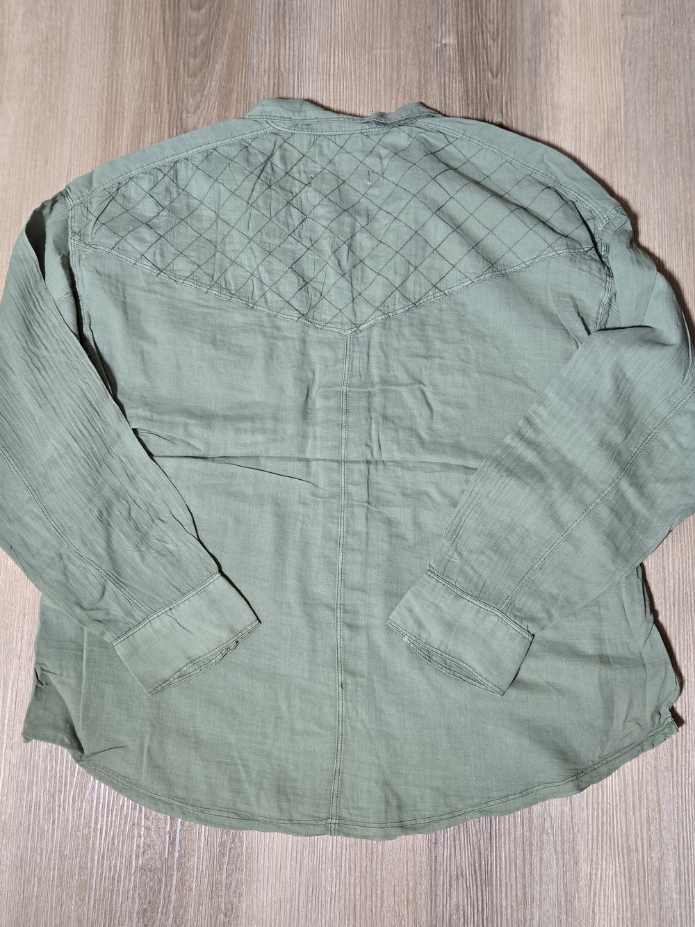 We The Free Quilted-Yoke Button-Down Shirt - Sage Green - Picture 4 of 9